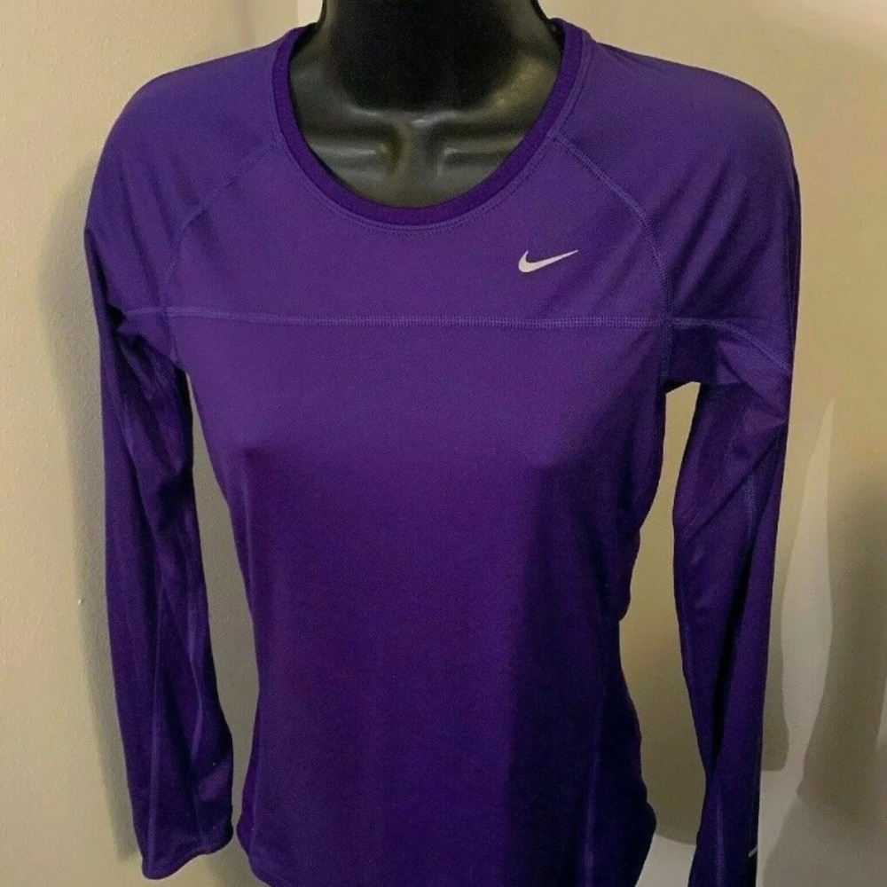 NIKE Womens Miler DriFit Top Purple Small